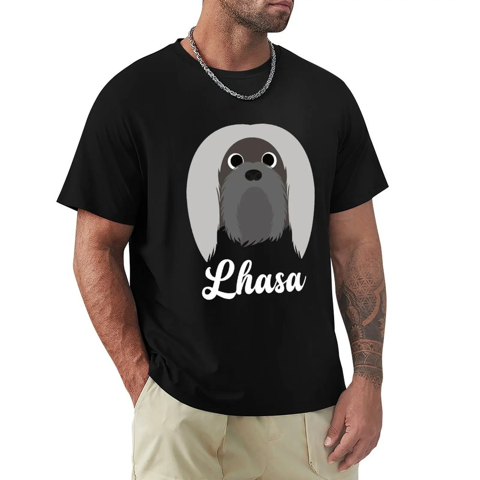 Lhasa - Camiseta Lhasa Apso de pelo largo, camiseta de cuello redondo de talla grande