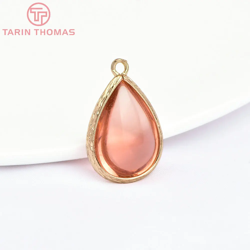 (4122)10PCS 22x14MM 24K Champagner Gold Farbe Messing und Glas Tear Drop Form Charms Anhänger Diy schmuck Erkenntnisse Zubehör – Detail 3