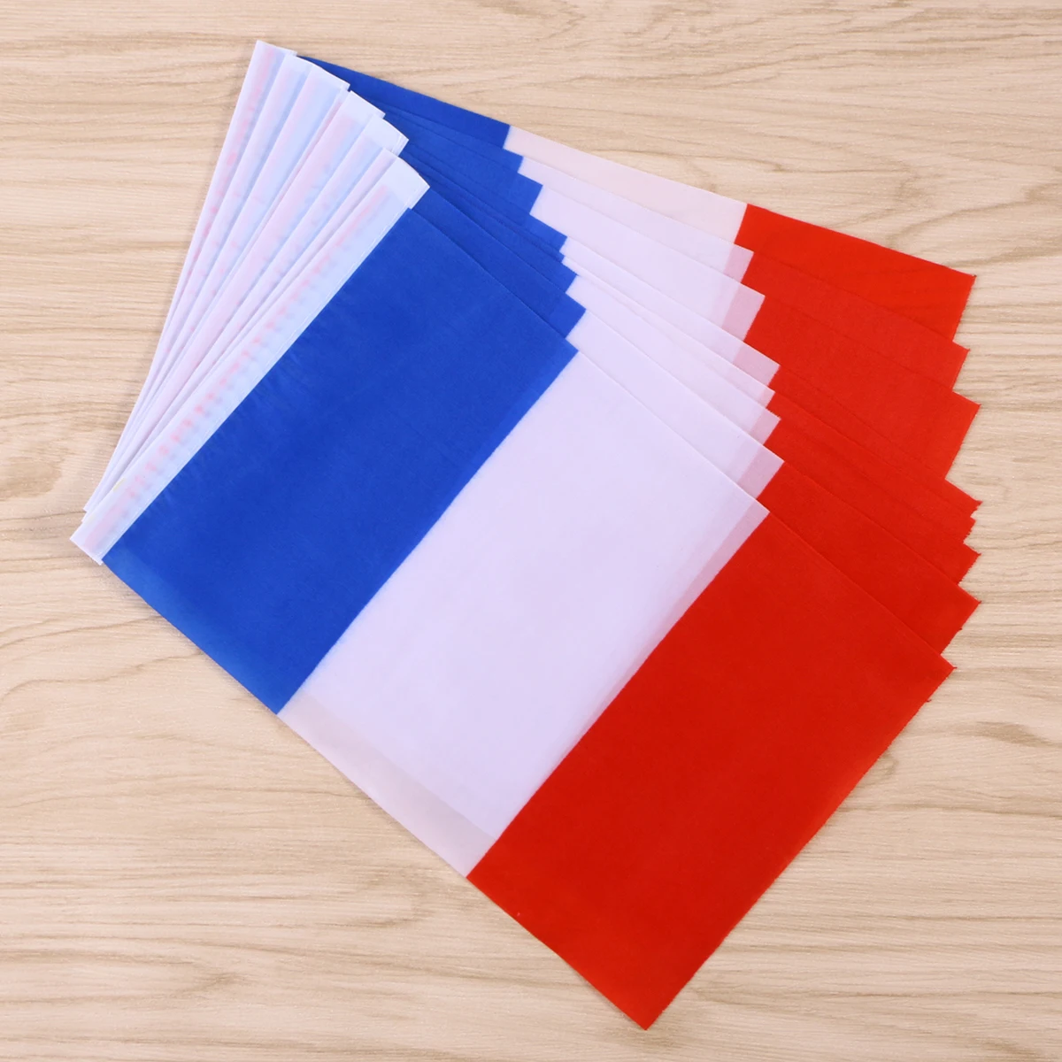 

10Pcs Mini France Hand Held Flag Polyester French National Flag 14x21cm With Gold Stick