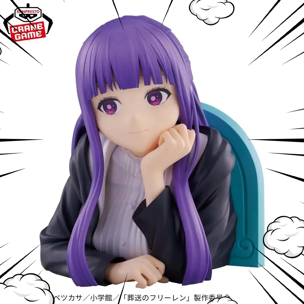 Em estoque original banpresto bochecha busto figura frieren samambaia figura anime modelo frieren: loira viagens final figura brinquedo genuíno