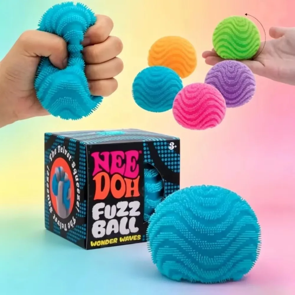 NeeDoh Fuzz Ball Wonder Waves Texture Sensory Fidget Toy, Children's Squeeze Stress Relief Ball Adult Anti Anxiety Toy