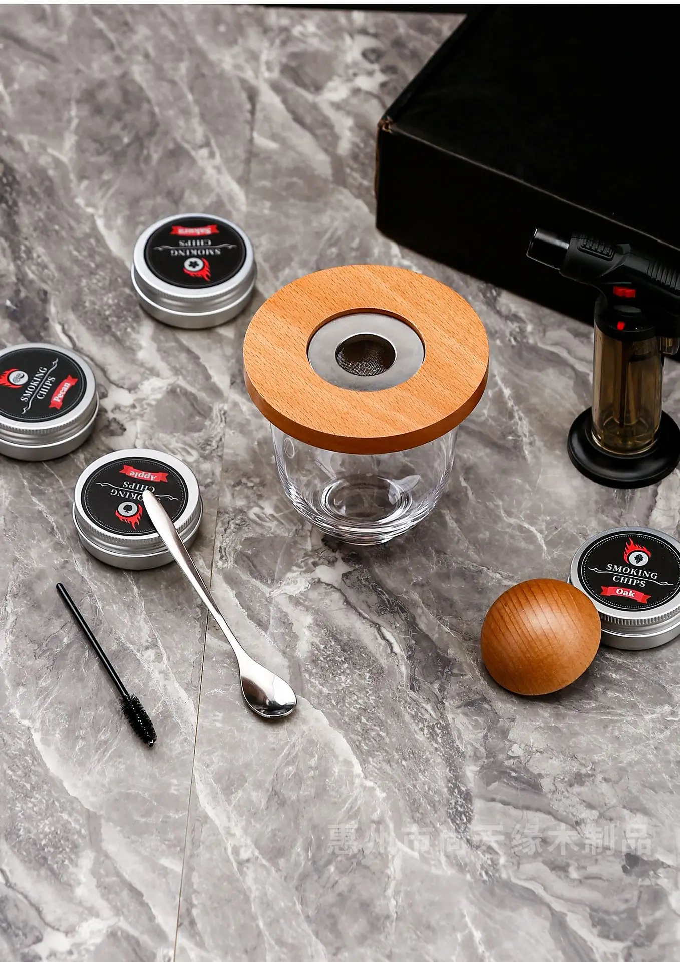 Massivholz Whiskey Smoker Set UFO Shaker Cocktail-Zubereitungs-Kit Wein- und Fruchtrauch-Sägemehl für einzigartige Bar- und Bartending-Tools – Detail 4