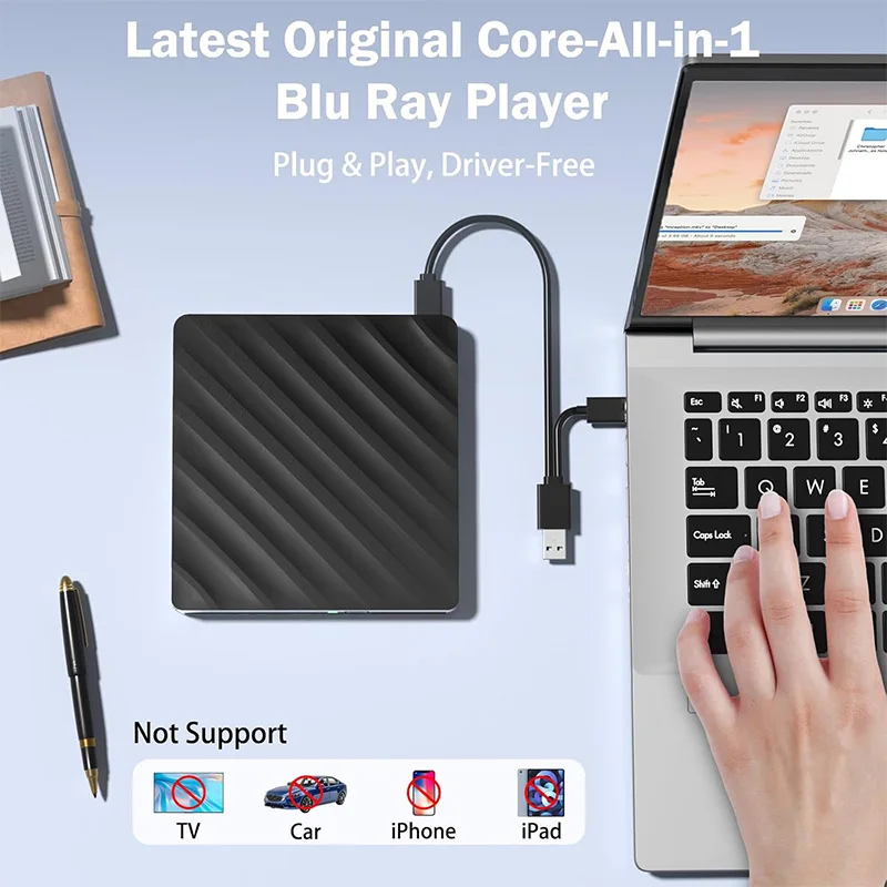 External Blu ray Drive USB3.0 Type-C BD-Combo CD DVD Reader Player Optical Drive for Laptop PC Windows Mac
