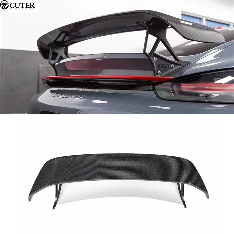 718 TC Style Carbon Fiber Rear Spoiler Frp Unpainted Rear Wing for Porsche Boxster Cayman 718 Car Styling