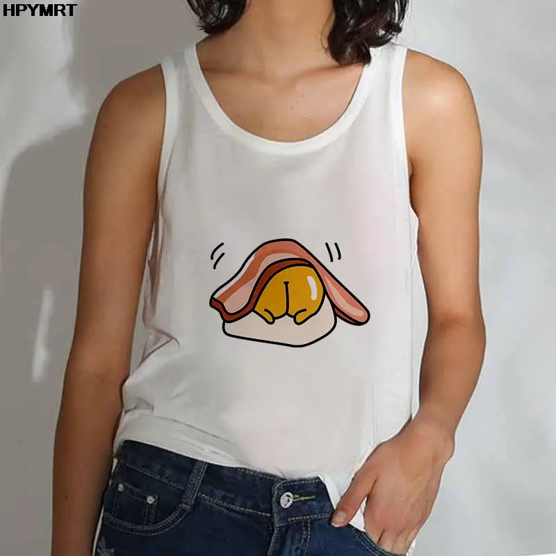 Tank Tops for Women 90s Cartoon Funny Eggs Print Lady Vest Top Woman Kawaii Graphics Summer Ladies Sleeveless Female Tee Clothes