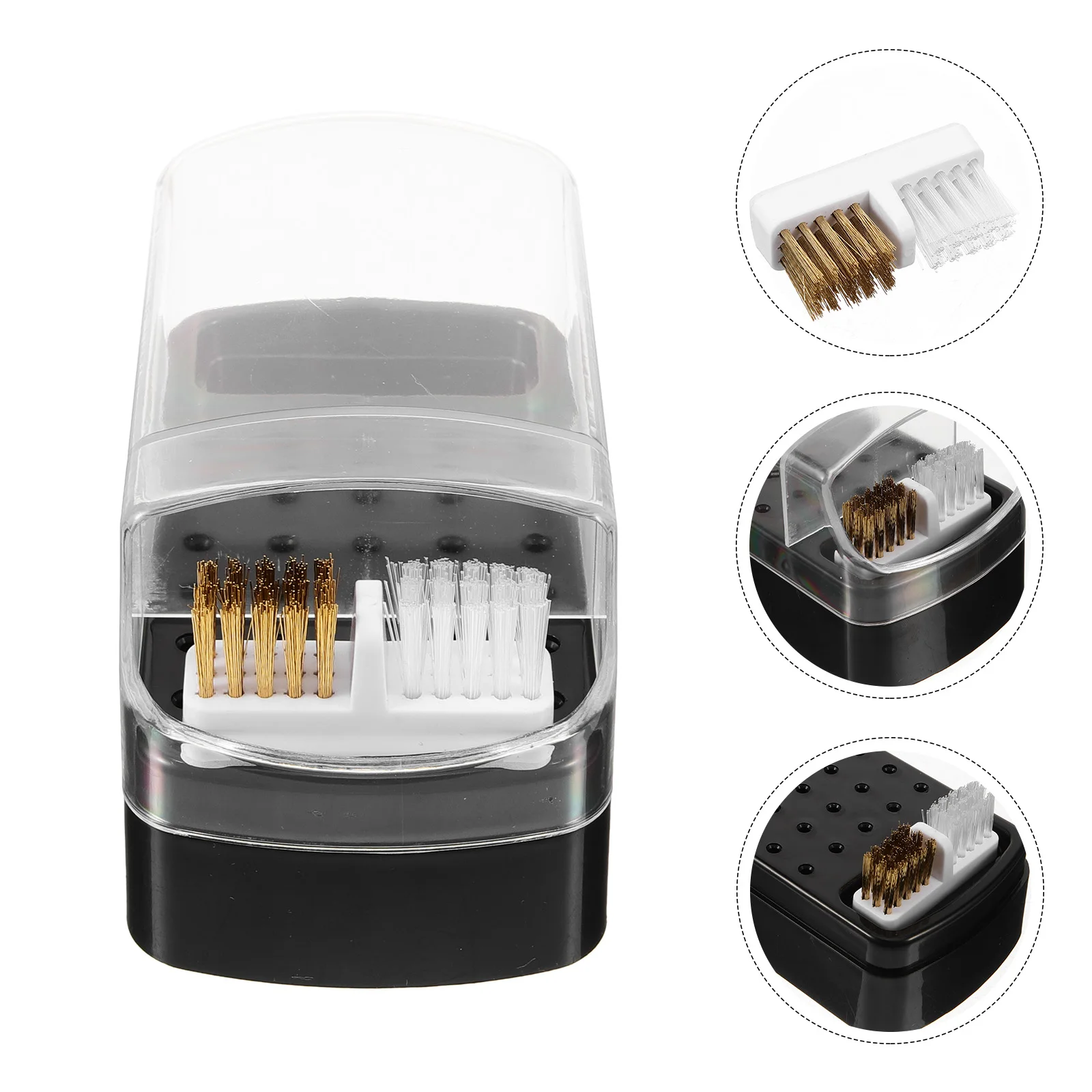 

Nail Drill Bit Storage Box Plastic Multi-Hole Organizer With Cleaning Brush For Manicure Dust-Proof Nail Bit Holder Case