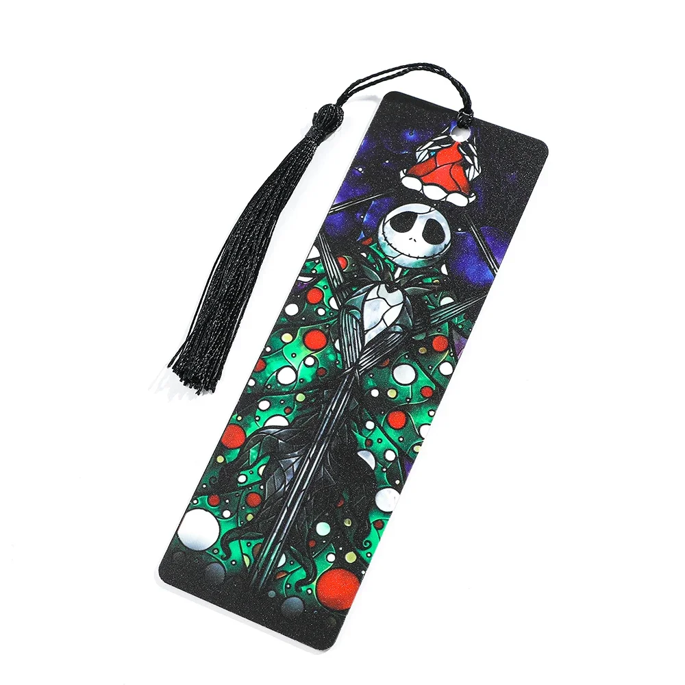 The Nightmare Before Christmas Jack and Sally Acrylic Bookmark with Tassel Spooky Movie Figure Halloween Card Book Marks Gifts