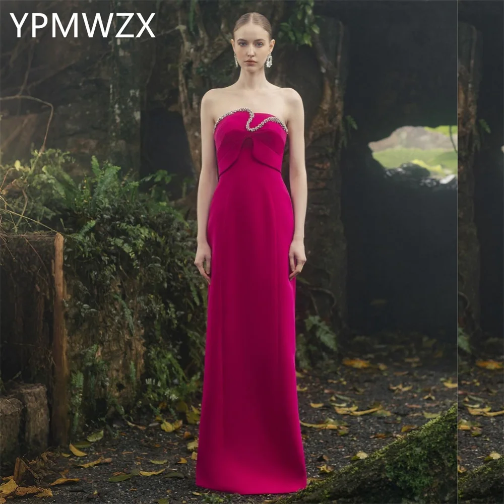 

Customized Evening Dress Formal Women Party Occasion YPMWZX Strapless Column Floor Length Skirts Bespoke Occa