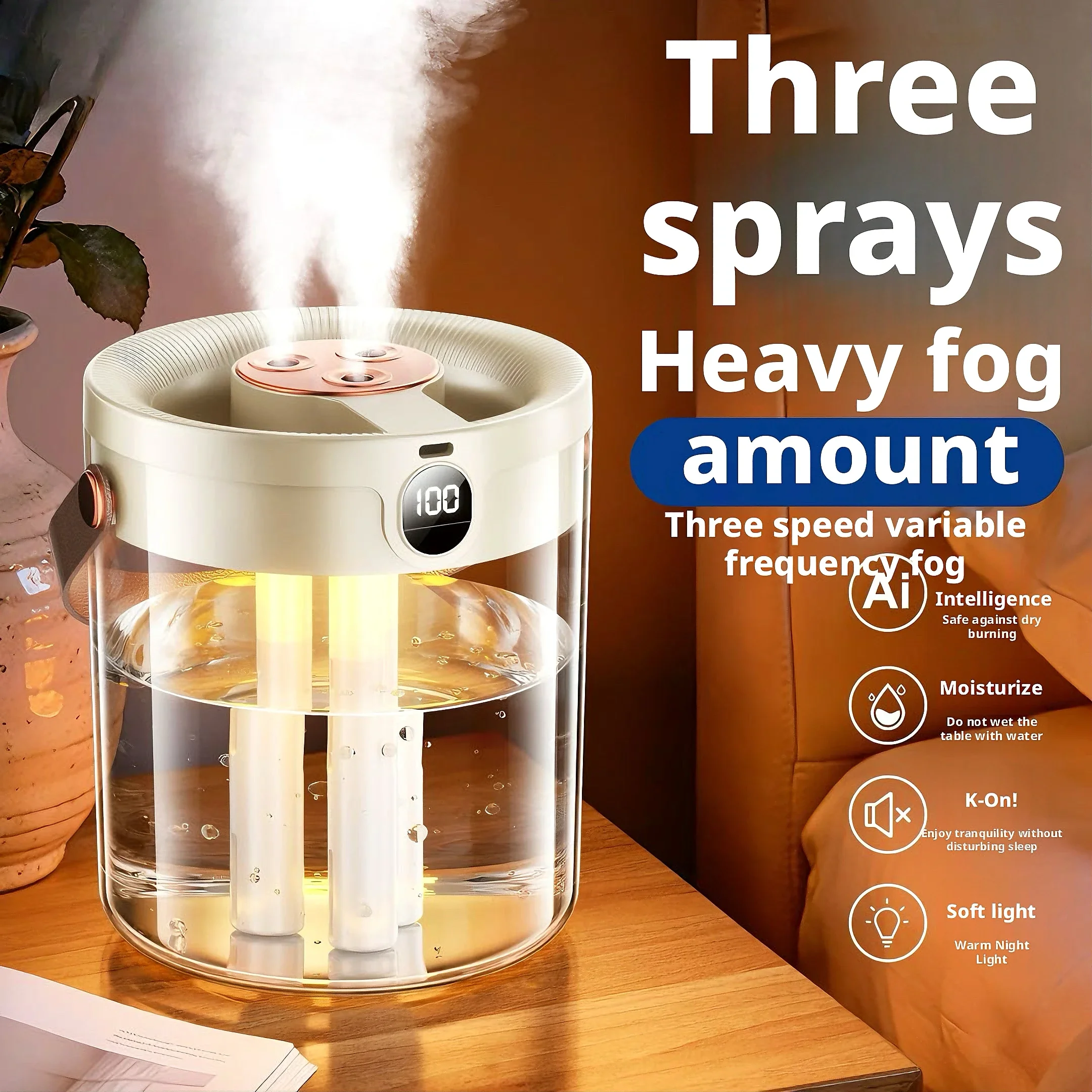 Electronics Gadgets For Home - Humidificateur rechargeable à 3 jets, grande