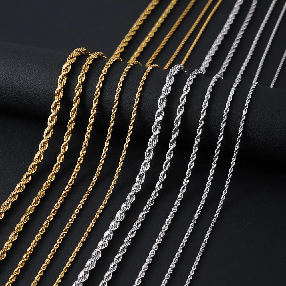 YQ 316L Edelstahl gedrehte Seilkette Halskette für Männer Frauen Schmuck Zubehör – Detail 2