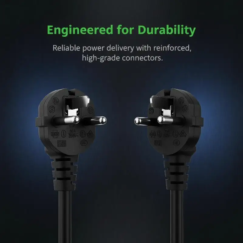 1Pcs 1.2/1.5 Meters 5FT 2Pin 18 AWG 60C 250V Universal Power Cord Cable EU Plug For Type F CEE 717 To IEC-320-C13 Black