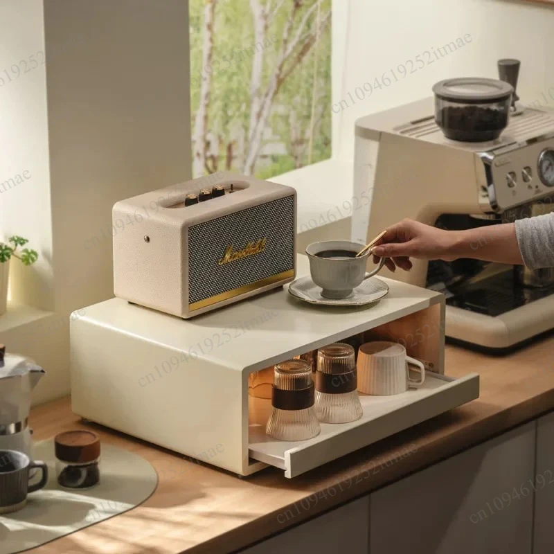 Nordic‑Style Simple Coffee Machine Storage Base, Capsule Coffee & Cup Display Organizer for Kitchen Countertop Coffee Bar