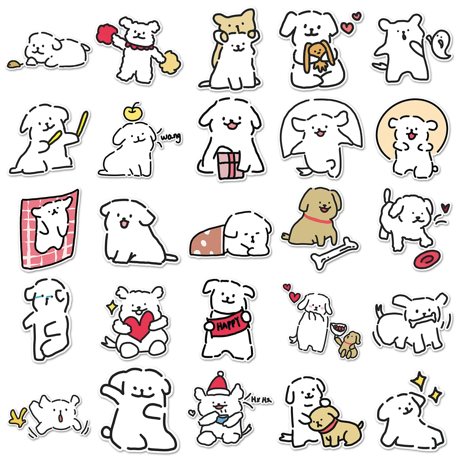 10/30/50PCS Funny Stick Figure Dog Stickers Simple Graffiti Decals DIY Phone Suitcase Helmet Guitar Cute Sticker Kids Toy Gift