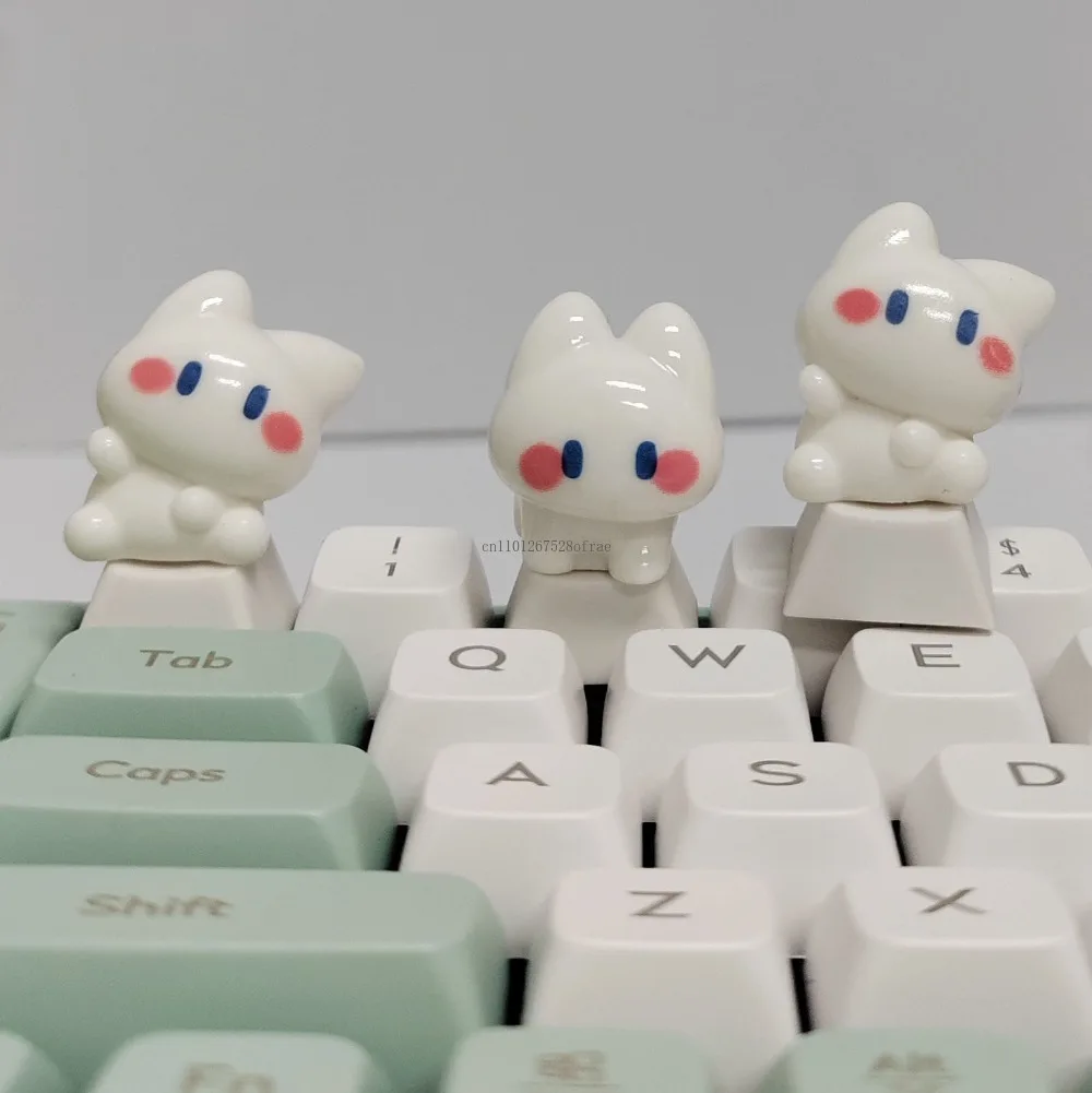 

Колпачки для клавиш с маленьким белым котом Kawaii ESC, колпачки для клавиш с перекрестной осью, вишневый профиль, механическая клавиатура, колпачки для офисных игр, аксессуары, подарок