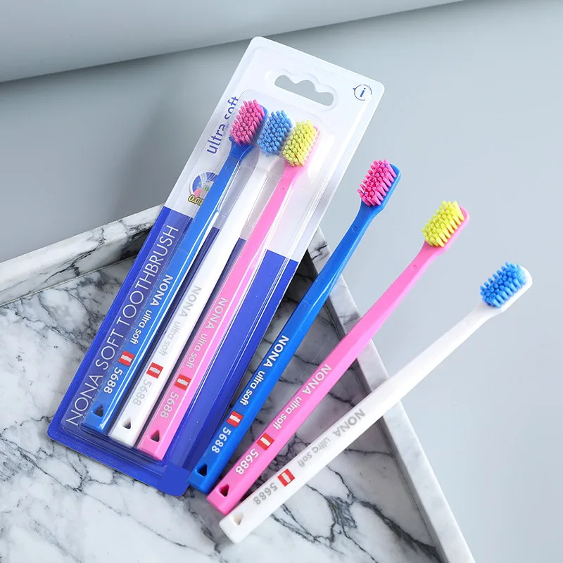 Nona Cepillo de dientes de microfibra ultrasuave, cepillo de dientes manual de alta densidad, limpieza suave y cuidado de las encías, juego para el hogar