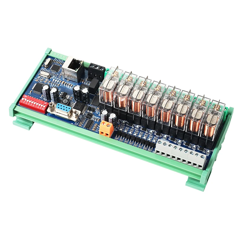 Huaqingjun 8 canaux RS485 entrées Ethernet sorties Module de relais DC12V 24 V 10A Modbus RTU TCP Realys pour PLC