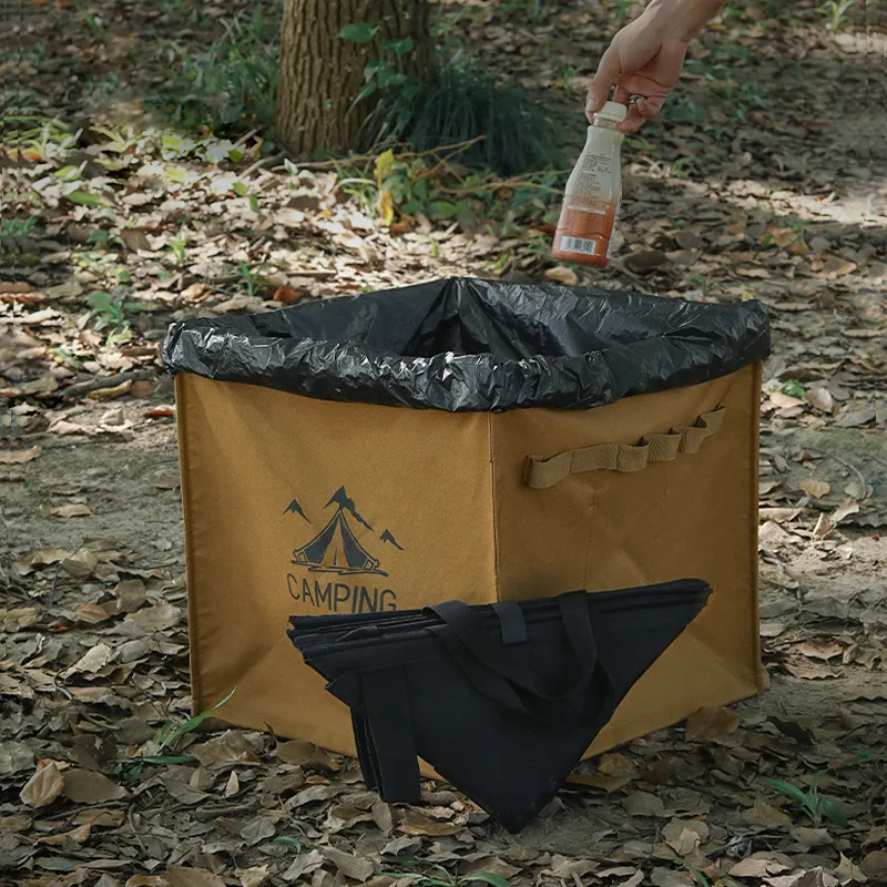 Triangle Outdoor Folding Trash Can Camping Equipment Storage Box Large Capacity Tactical Storage Box Bag Portable Space-saving