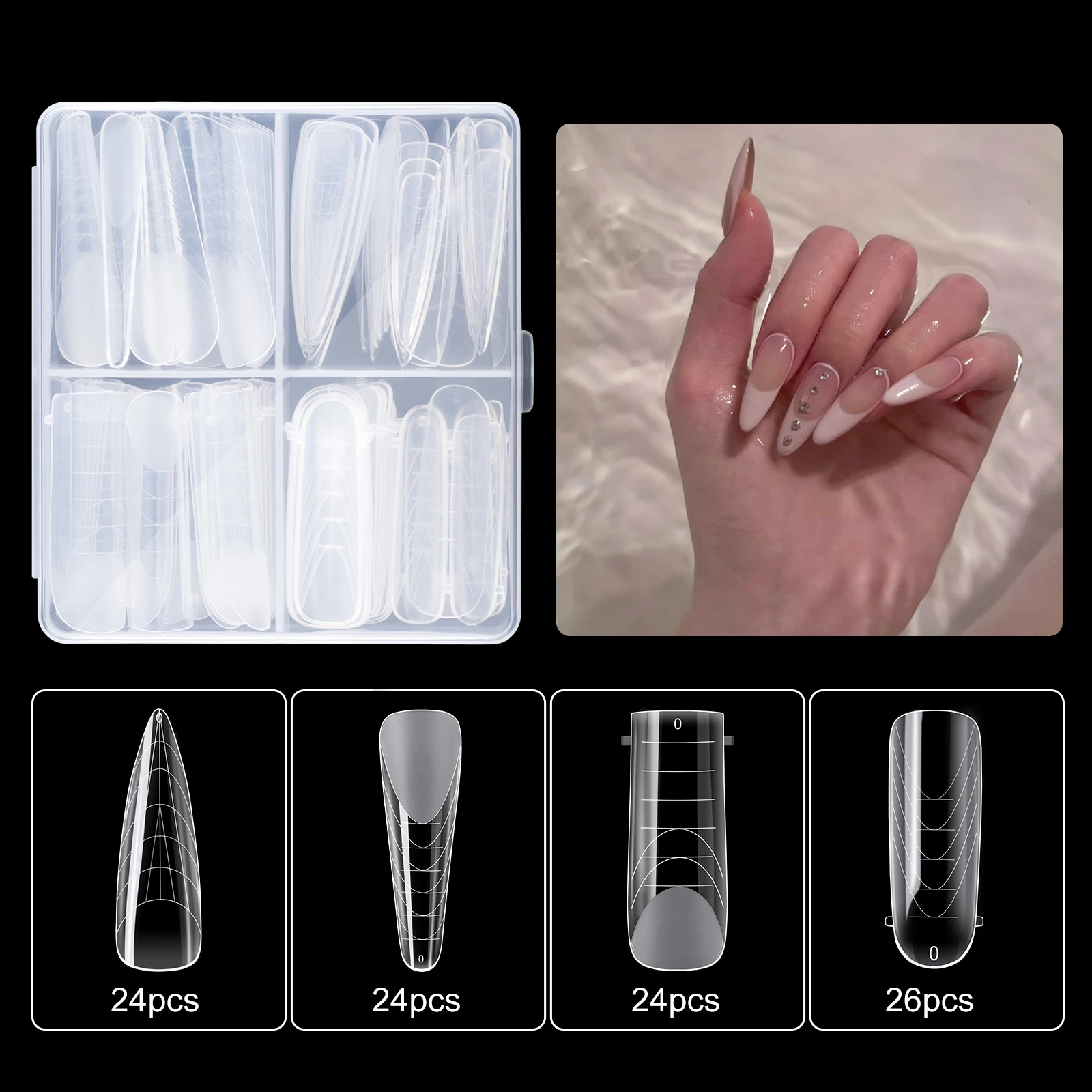 TP 108/120/168pcs Duet System Dual Forms Set French Line Nail Sticker For Poly Nails Gel Quick Extension Building Mold Top Form