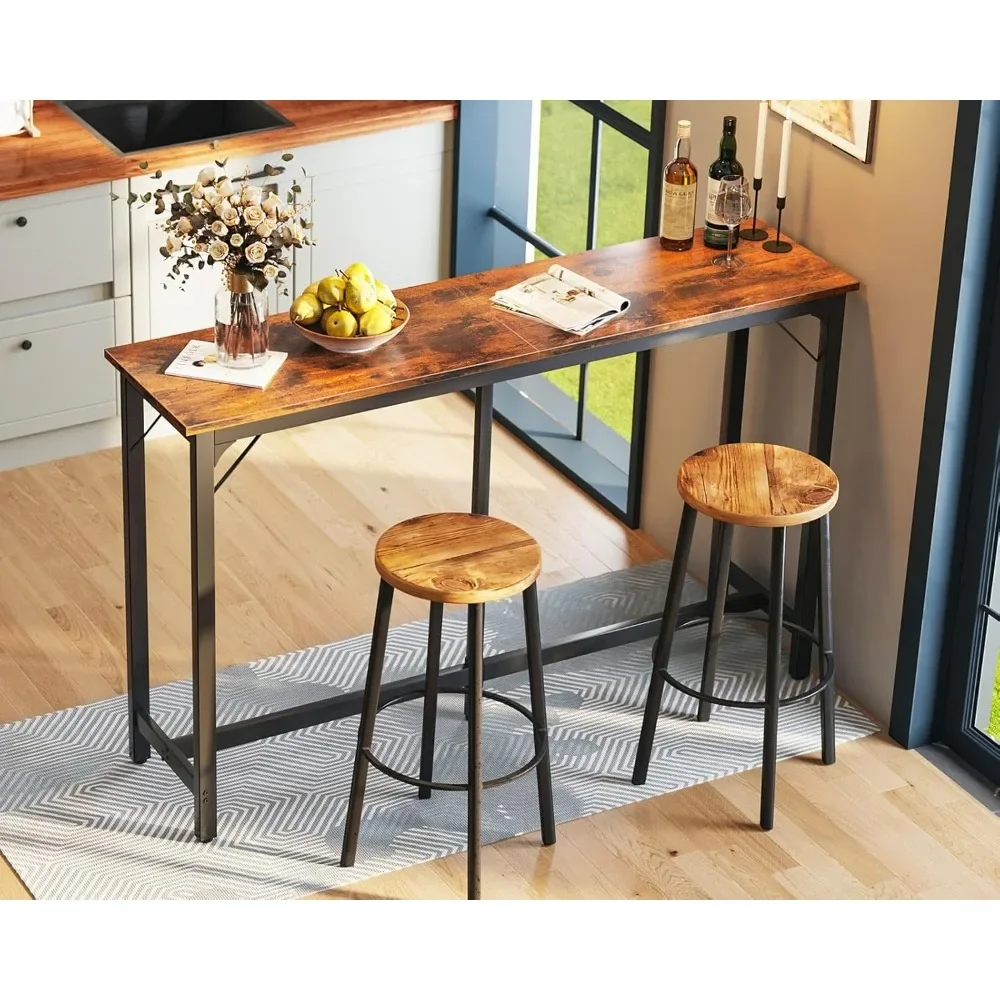 63 inch Bar Table, Bar Height Pub Table, Counter Height Bar Table, Rectangular High Top Kitchen & Dining Counter Tables