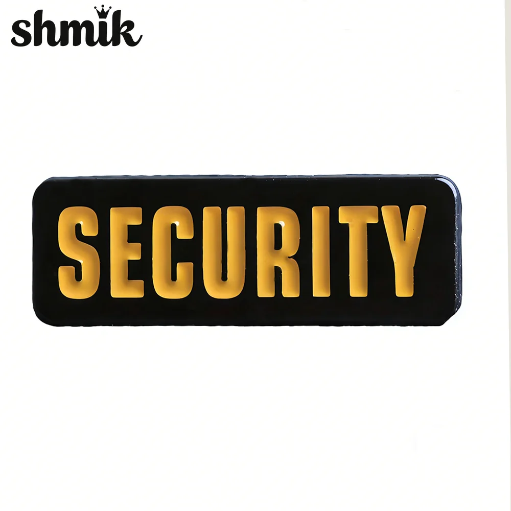 Trendy Security Themed Enamel Badge，Black Background, Bold Yellow “SECURITY” Typography, Must-Have Fashion Decor