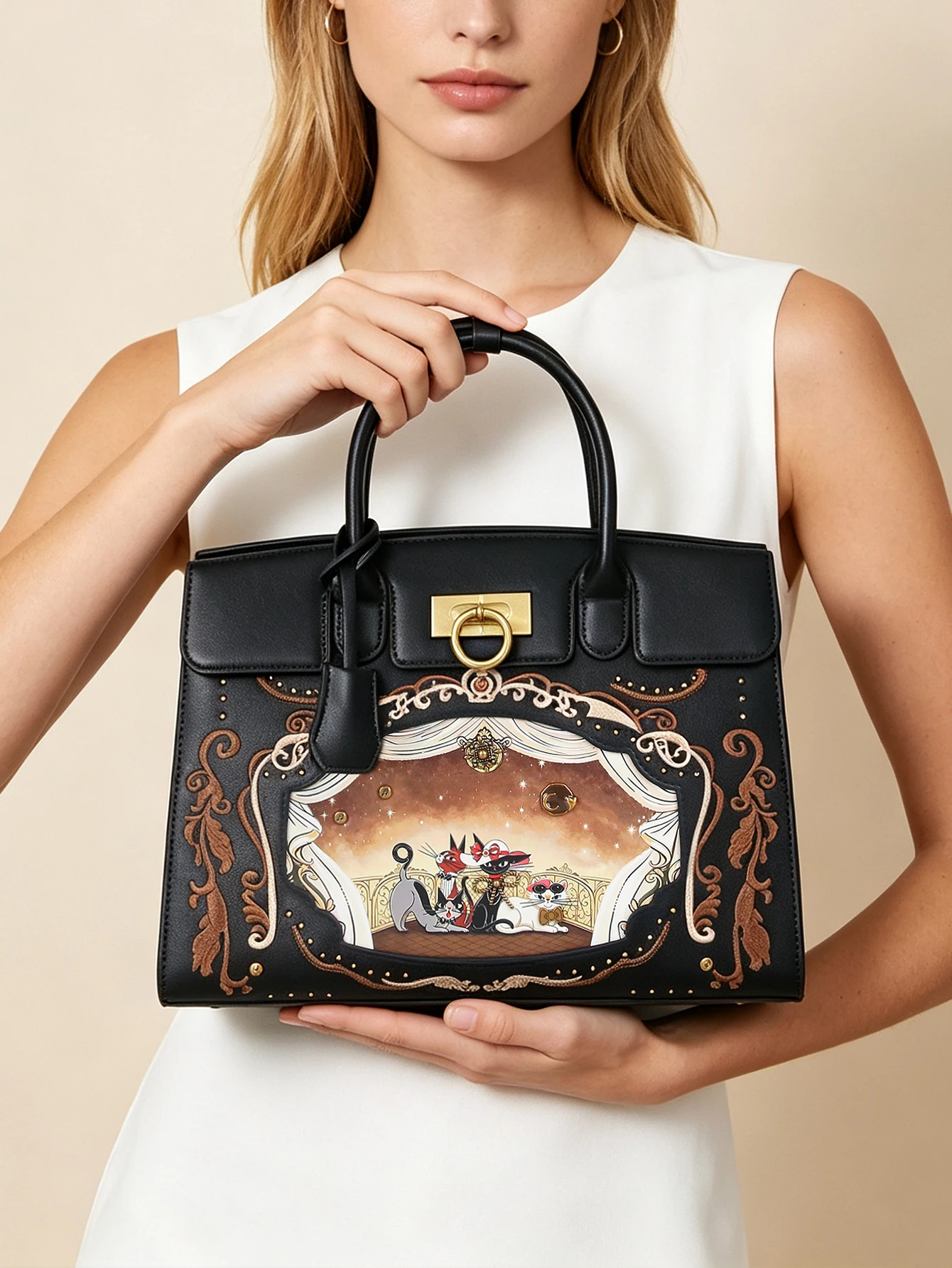 Luxury Fashion New Chinese Advanced Texture Heavy embroidery Handbag Retro Flip Shaped Bag Y2K Spice Girl Large Capacity Commute