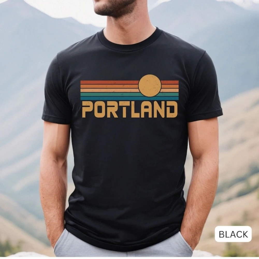 Portland TShirt Oregon T-shirt Portland Souvenir Clothing West Coast Shirt Men Women Fashion Casual Crewneck Cotton Tee Tops