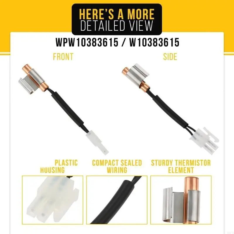M6CB Metal Probe Temperature W10383615 Refrigerator Thermistor Replacement with Clip For Efficient Installation
