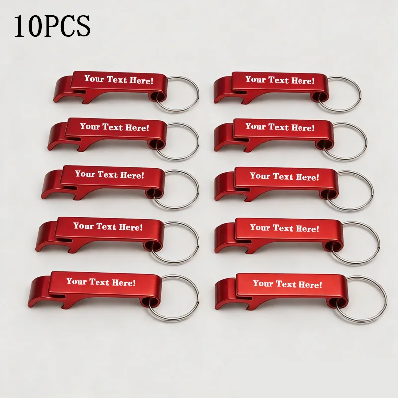 10Pcs Custom Engraved Bottle Opener Keychain Personalized Bulk Business Promotional Gifts Wedding Party Favors Beer Keyring