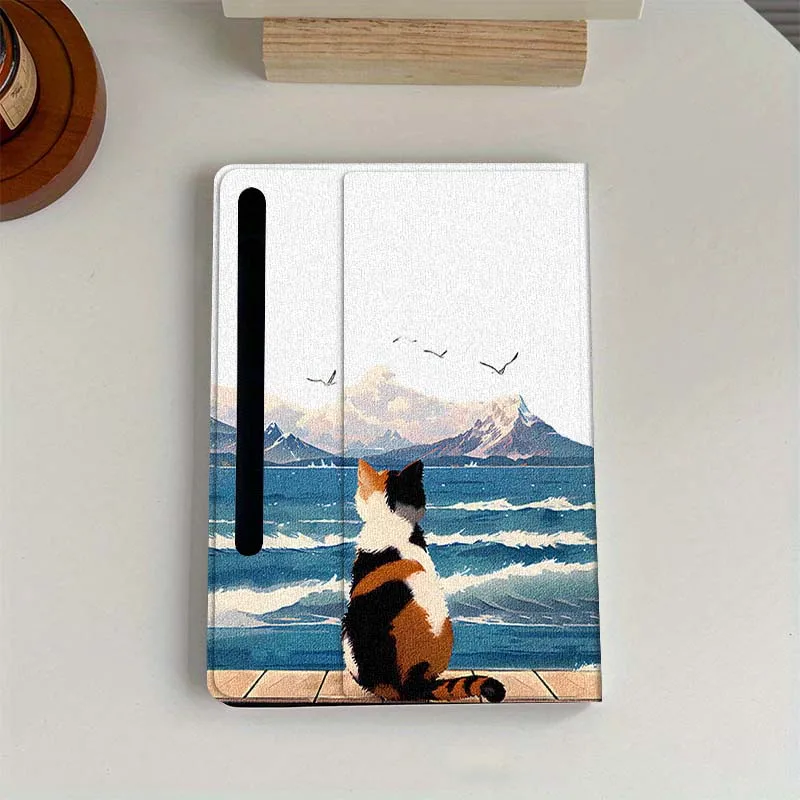 

Scenery Cat Sea Gift For Samsung Galaxy Tab S6 S7 S8 S9 S10 FE Plus Lite Soft Flexible Support Tablet Case