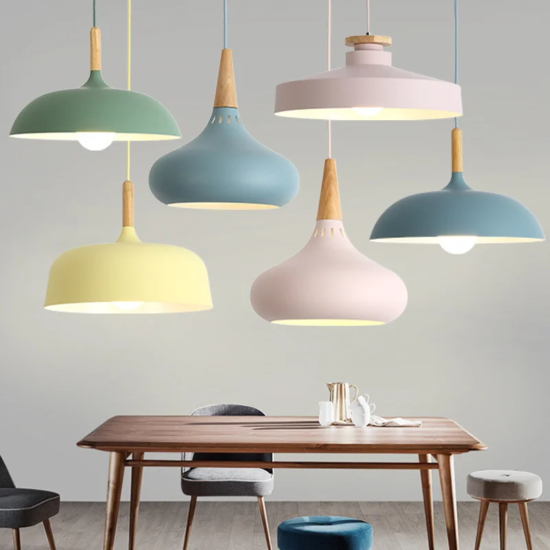 LED Pendant Light for Restaurant Dining Table Spot Lighting, Macaron Hanging Lamp for Hot Pot Shop Supermarket Store