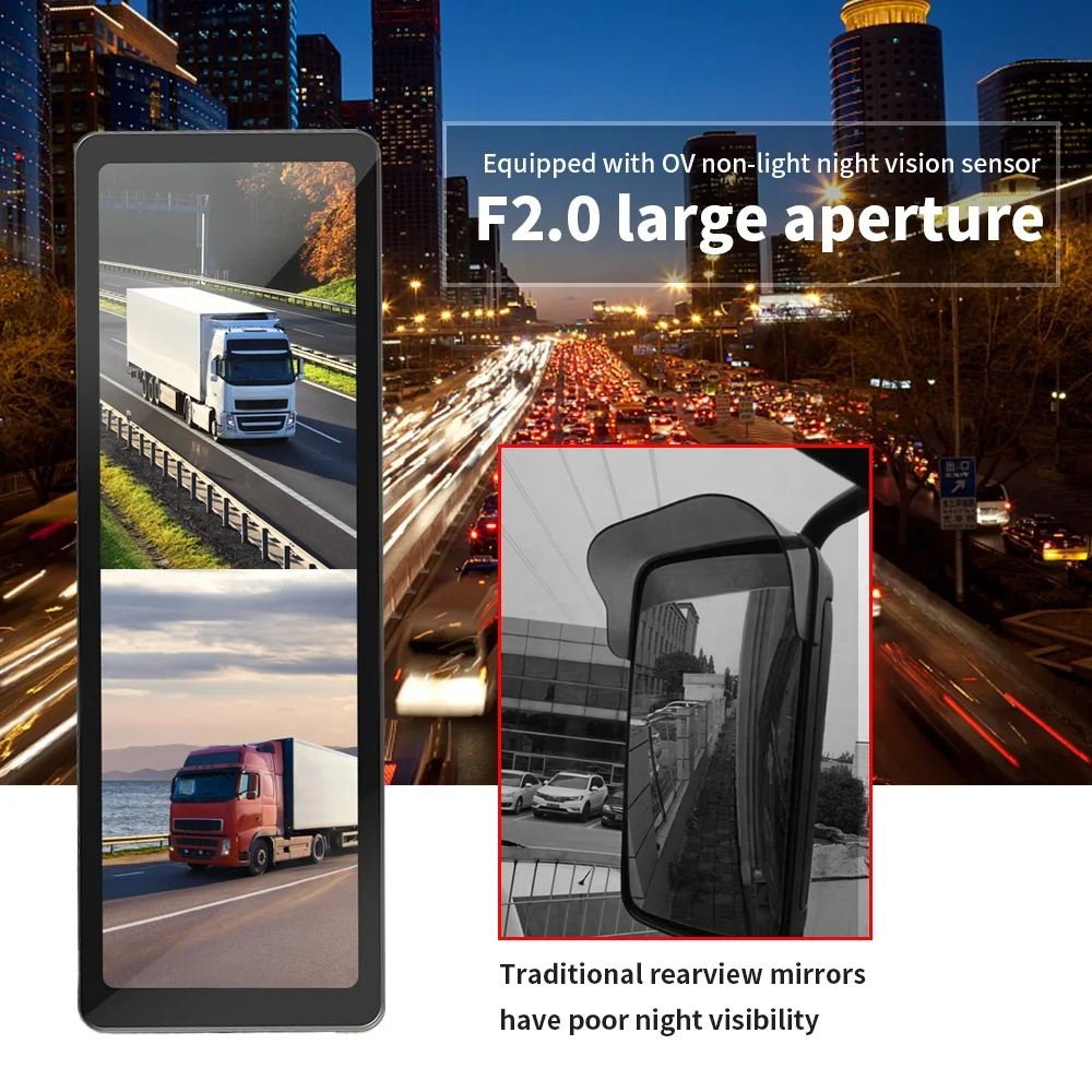 مرآة الرؤية الخلفية الإلكترونية بشاشة كبيرة مقاس 18.88 بوصة 2.5D تعمل باللمس مع احتياطية عكسية مقاومة للماء #3