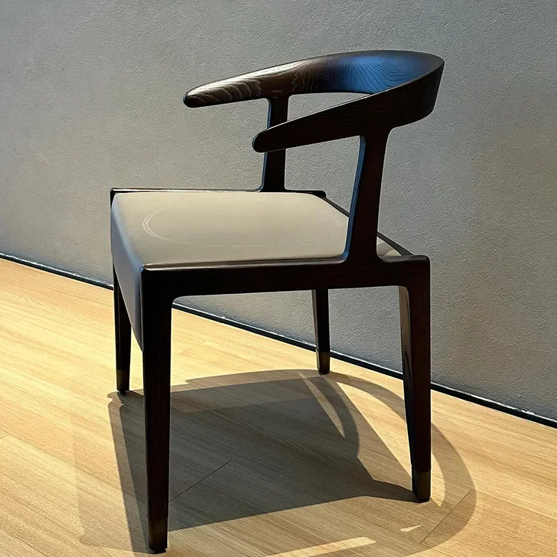 Medieval dining chair designer creative North American black walnut solid wood back armchair high-end hotel club furniture