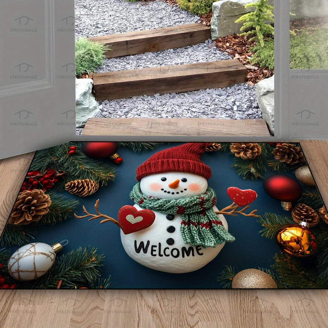 سجادة باب جولي سنومان: مرحبًا بكم في سجادة باب غرفة النوم المنزلية السحرية لعيد الميلاد، سجادة أرضية، ناعمة ومريحة، غير قابلة للانزلاق #3