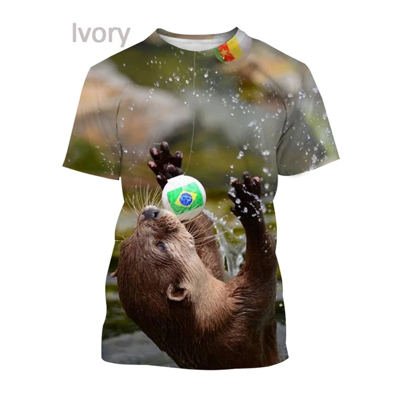 

New Summer 3D Cute Animal Eurasian River Otter Printing T Shirt Lutra Lutra Graphic T-shirts For Men Fashion Funny Short Sleeves