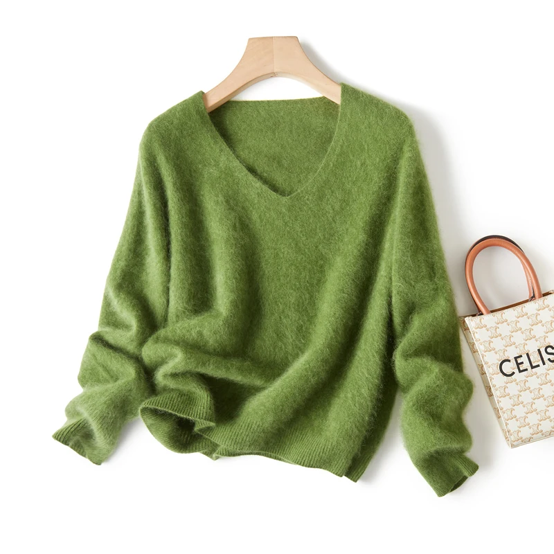 

Осенне-зимний кашемировый шерстяной свитер, мягкие шикарные вязаные пуловеры с v-образным вырезом, трикотаж из 96 шерсти из4% кашемира