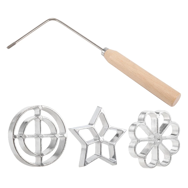 

Mould With Handle Rose Flower Cookies Tool Cast Mould Set For Kitchen Baking