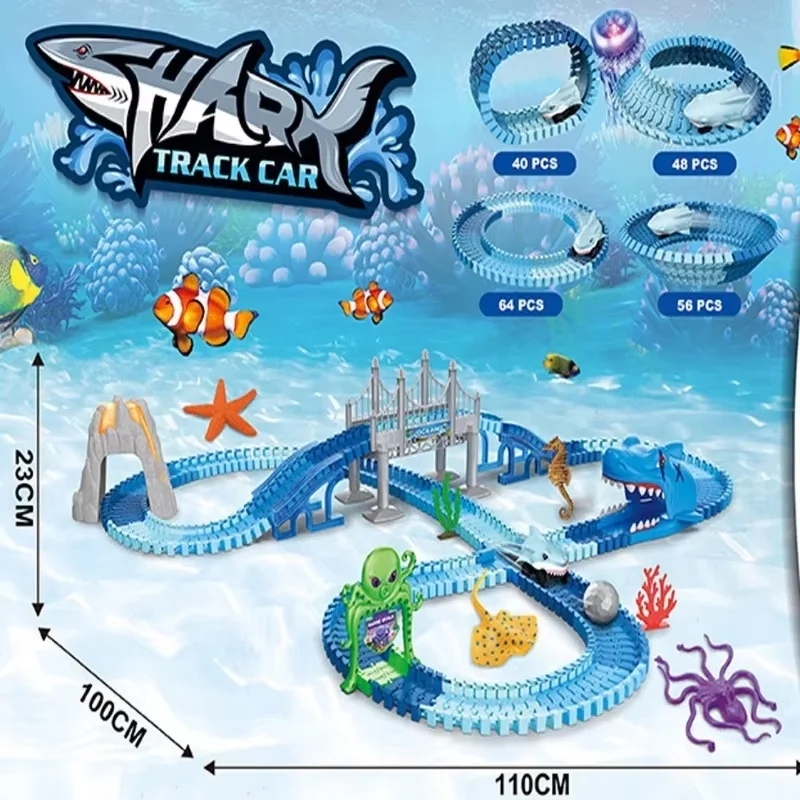 Bricolage enfants ensemble de vapeur assemblage amusant requin Rail voiture dessous de verre jouet Parent enfant Interaction Puzzle monde sous-marin enfants jouet cadeaux