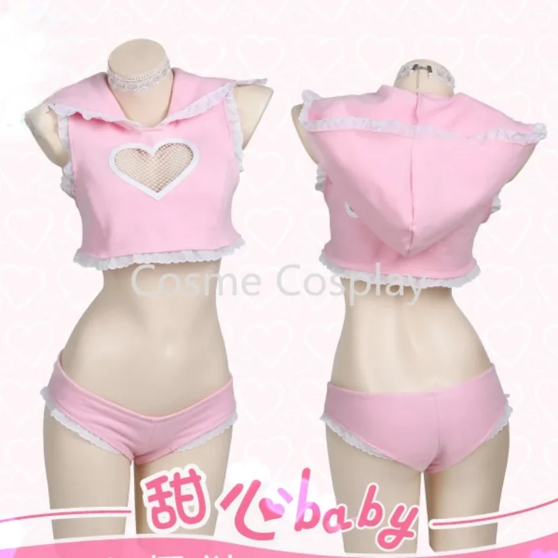 

Cos Anime Angel Cosplay Costume Heart Gloss Hot Pink Angel Clothing Set Sweetie Baby Hoodie Pink