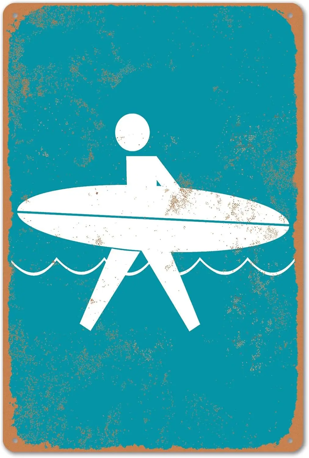 Beach Sign Metal Surfer Crossing Tin Sign Surf Board Decor for Wall Beach Bar Signs Beachy Girl Room Decor Aesthetic Surfing Bea