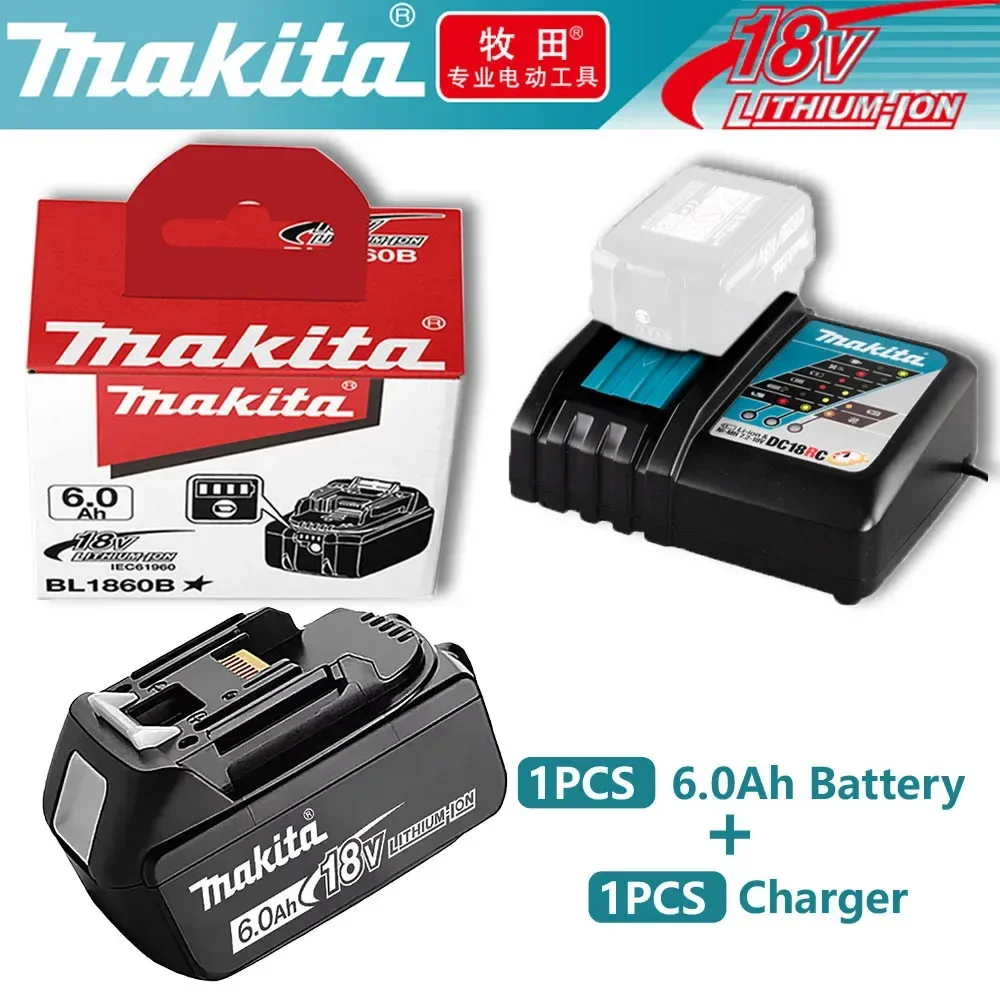 

100% original Makita brand new 18V 6.0Ah rechargeable lithium-ion tool battery original charger BL1860 BL1850 BL1880 BL1860B