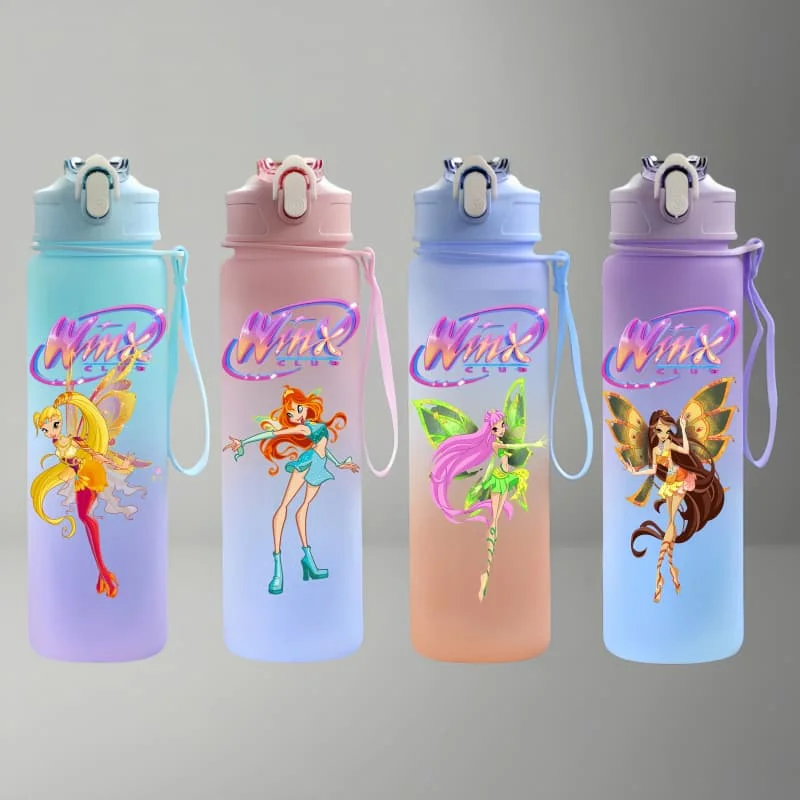 WinxClub750ML Animation Water Cup Large Capacity Outdoor Portable Rope Drinking Bottle Men and Women Gift Drinking Kettle