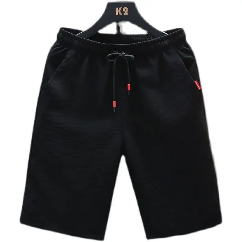 بنطلون رجالي من الحرير الجليدي سريع الجفاف، شورت رياضي فضفاض، بنطلون عمل، بنطلون قابل للتنفس بطول خمسة أرباع، نمط شبابي