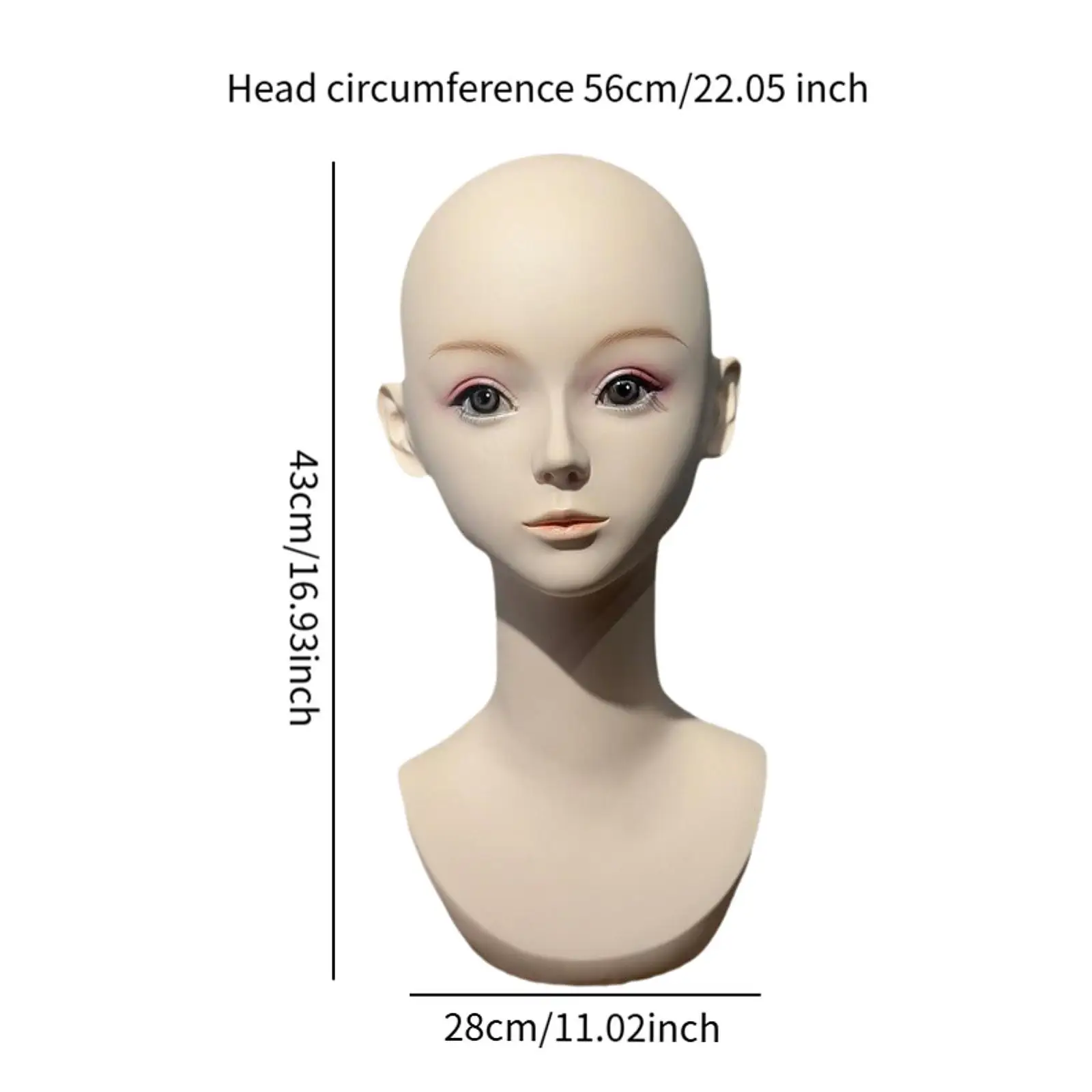 Modello di visualizzazione parrucca liscia con testa di manichino femminile per orecchini, gioielli, occhiali