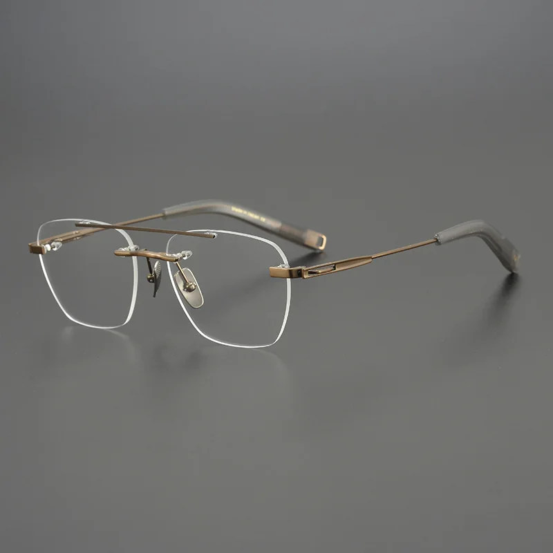 HDCRAFTER Titanium Glasses Frame Men Rimless Square Prescription Eyeglasses Men's Myopia Optical lenses Frameless Eyewear