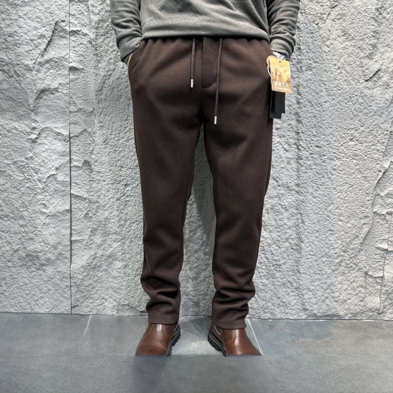 

Business Casual Acetate Wool Blend Men's Pants Luxury Vintage Style Straight Leg mid Waist Polyester Fiber Windproof
