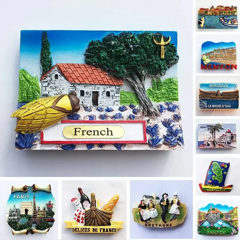 French Paris fridge magnets Martinique Provence Corsica Menton Bordeaux Alps Bretagne Tourist Souvenirs refrigerator stickers