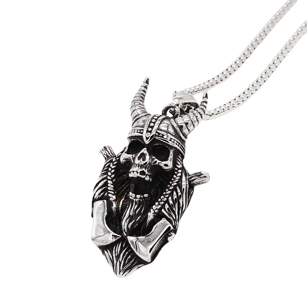 

CHUANGCHENG Personality Retro Hell Sickle Devil Stainless Steel Pendant Men's necklaces jewelry Chains