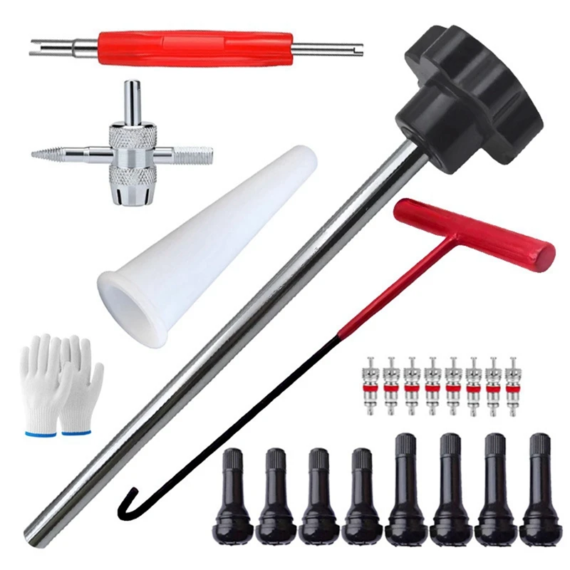 

23Pcs Tire Valve Stem Puller Tube Metal Tire Repair Tools Kit Metal Car Puller Wheel Tire Remover Installer