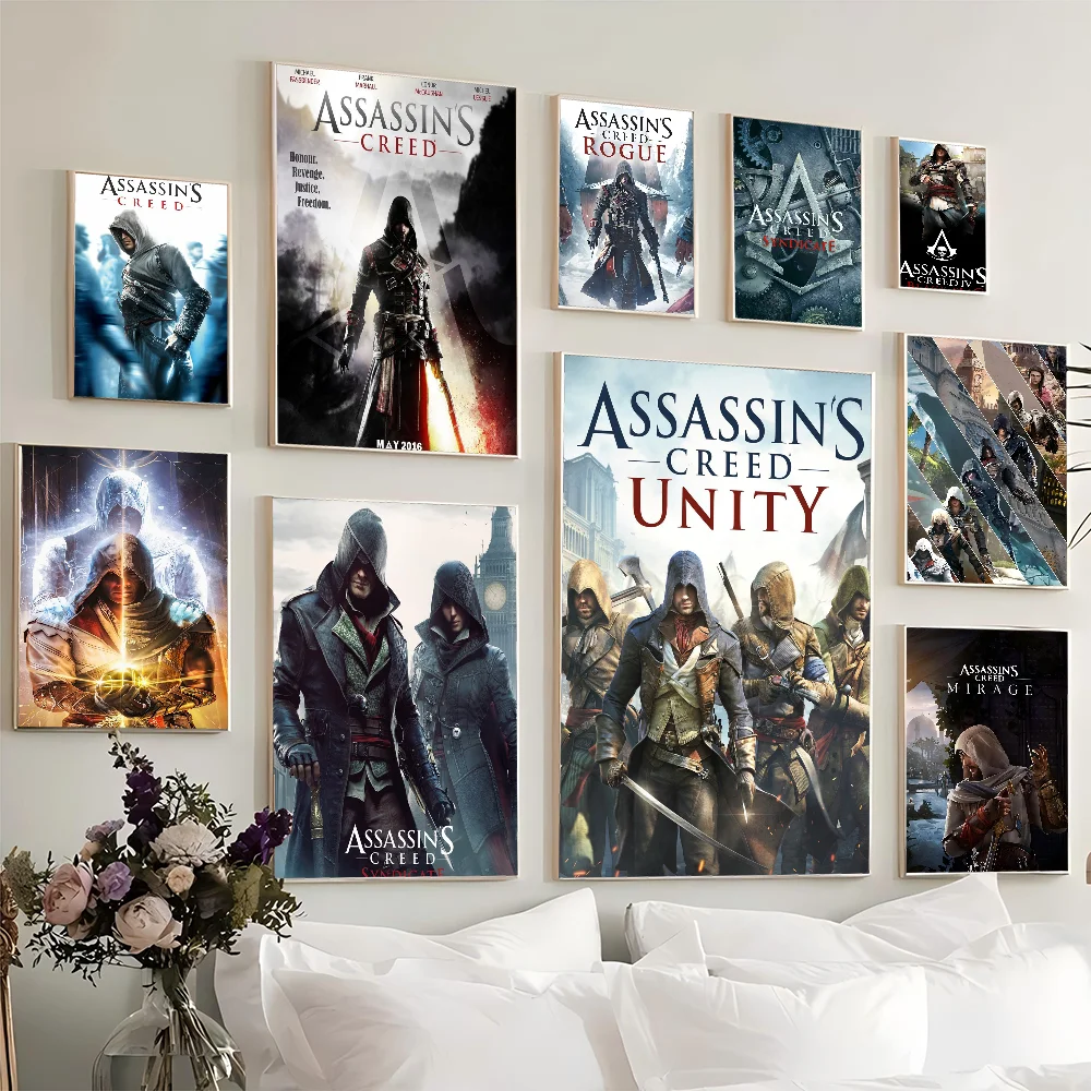 

Game Assassin S Creed Anime Posters Sticky Whitepaper Sticker DIY Room Bar Cafe Kawaii Room Decor