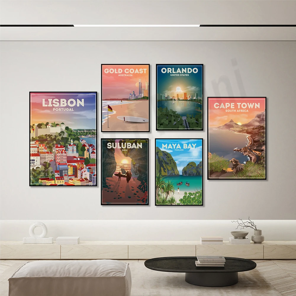 

Orlando, Maya Bay, Thailand, Caribbean, Hawaii, Suluban, Bali, Cape Town, Australia, Rhode Island travel poster print